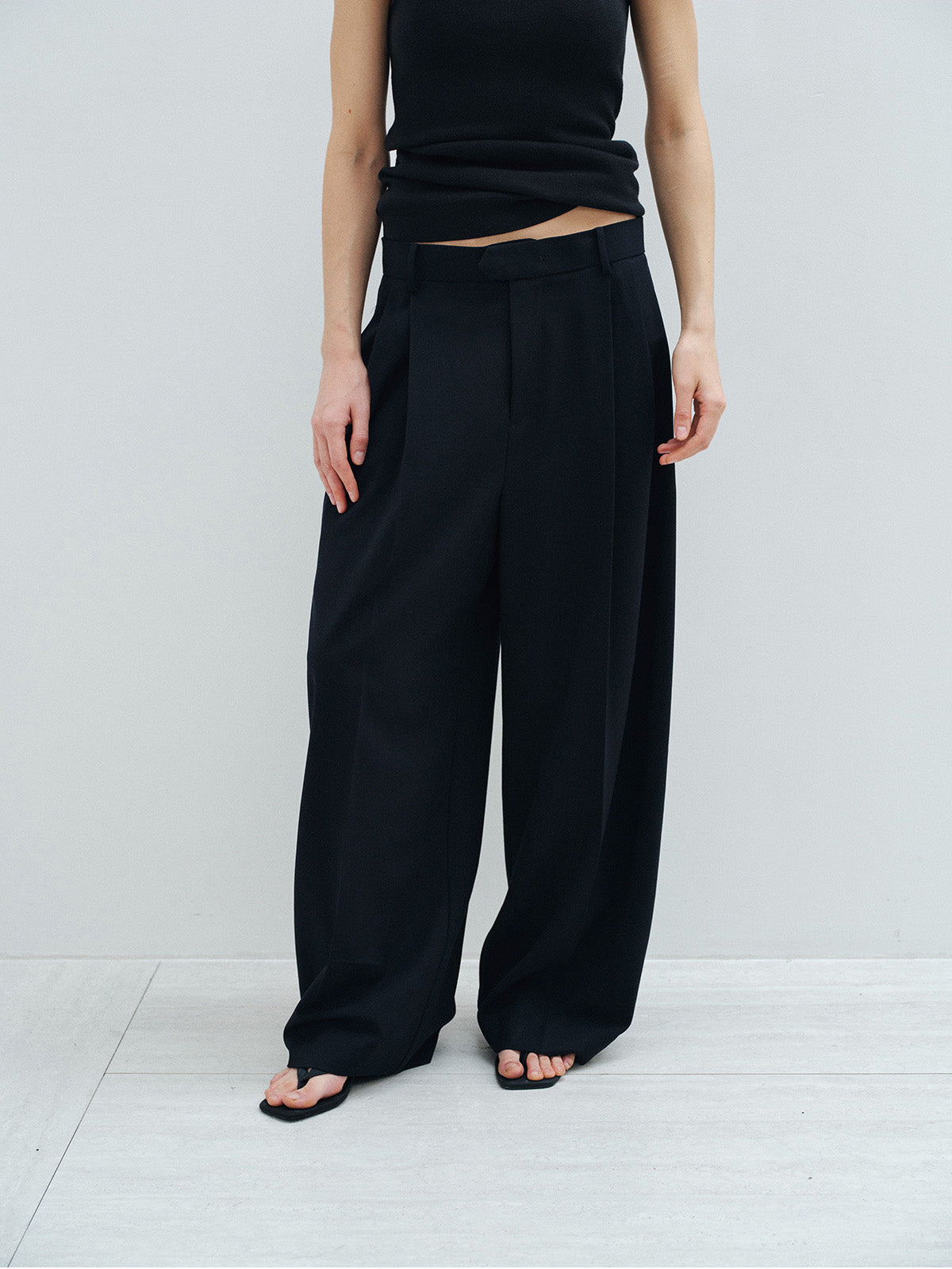 PLEATED WOOL BLEND CASUAL DRESS PANTS