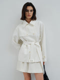 CASUAL DOUBLE BREASTED ASYMMETRICAL TRENCH OUTERWEAR