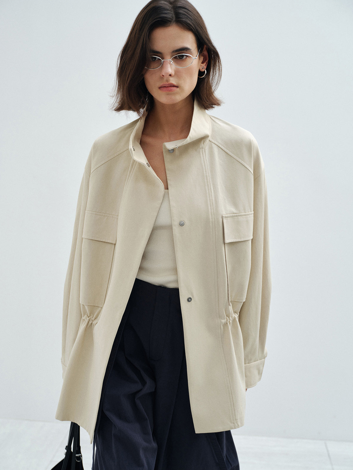 STAND COLLAR VINTAGE UTILITY JACKET