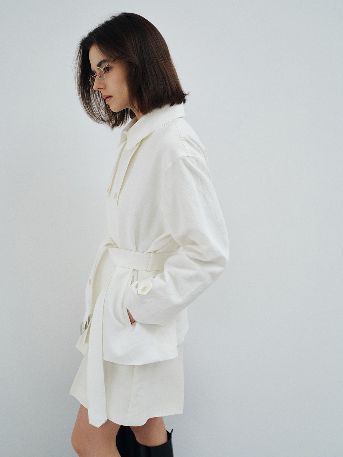 CASUAL DOUBLE BREASTED ASYMMETRICAL TRENCH OUTERWEAR