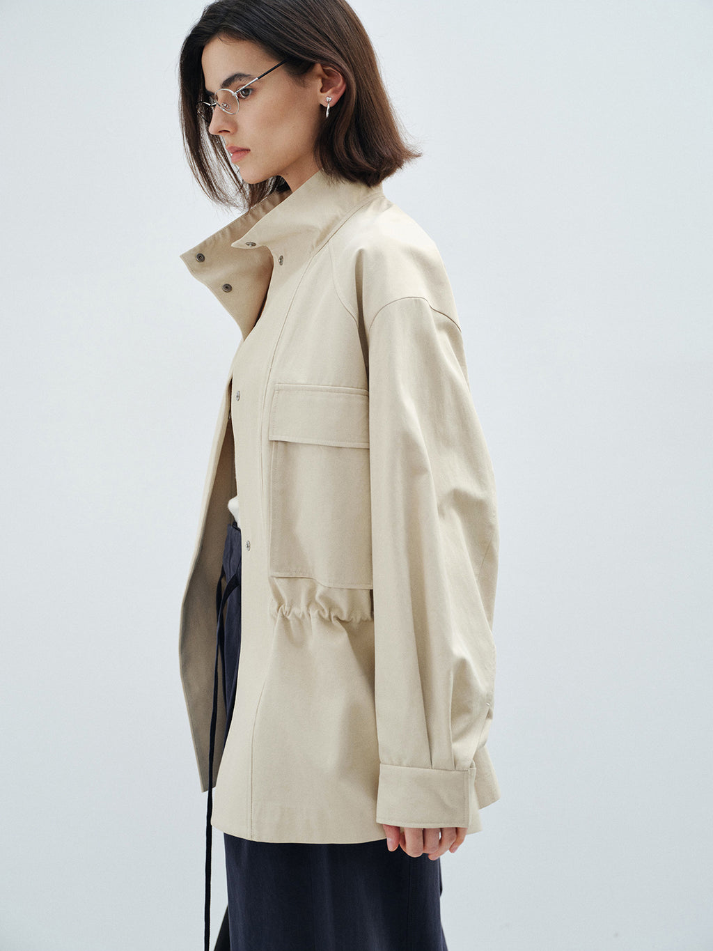 STAND COLLAR VINTAGE UTILITY JACKET