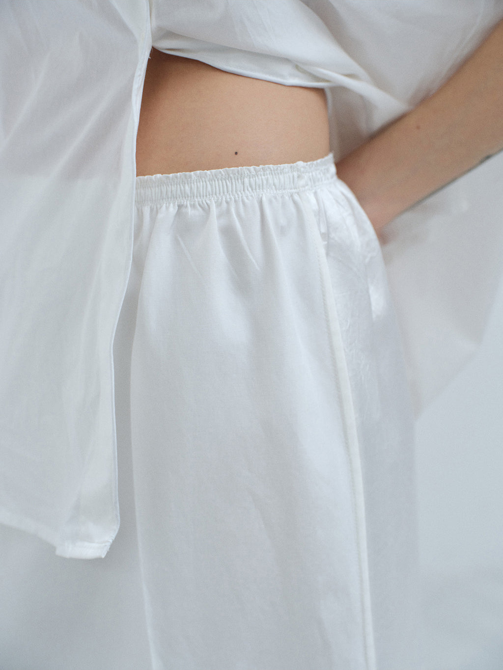 ACETATE LACE DRAPED MIDI SKIRT