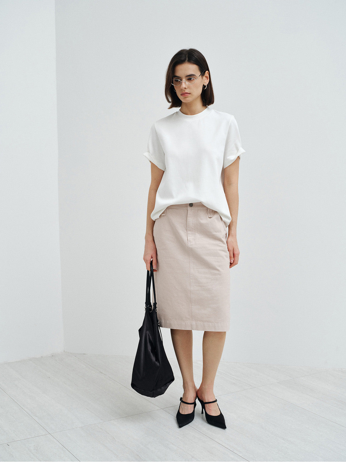 VINTAGE FADED COTTON STRAIGHT SKIRT