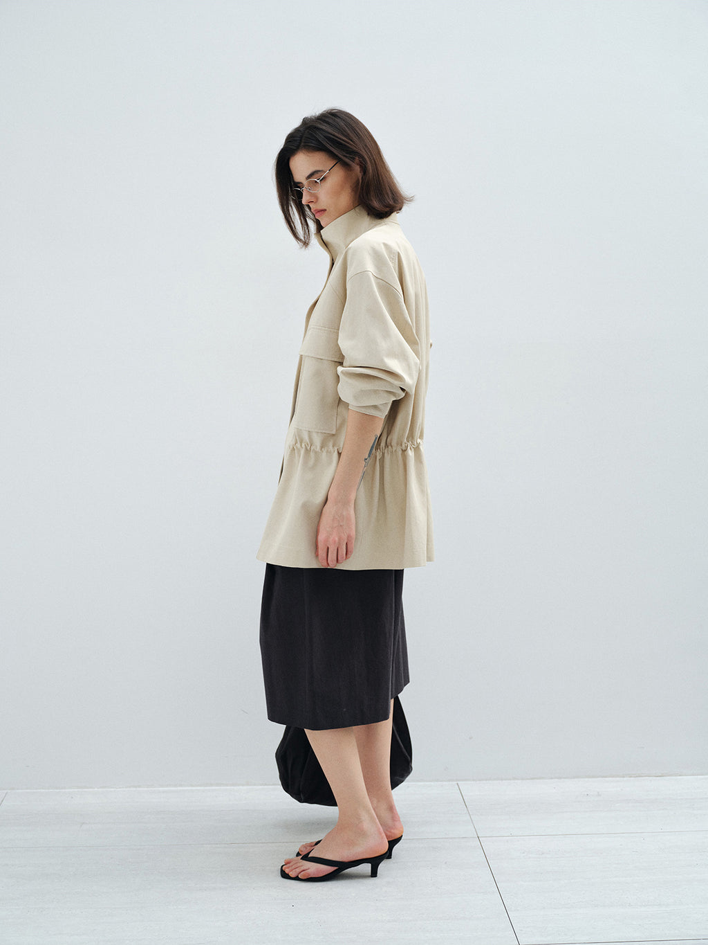 STAND COLLAR VINTAGE UTILITY JACKET