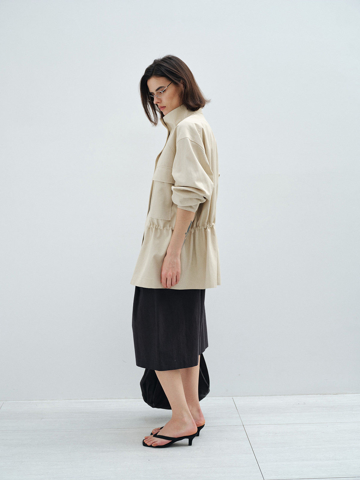 STAND COLLAR VINTAGE UTILITY JACKET