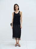 ACETATE LACE DRAPED MIDI SKIRT