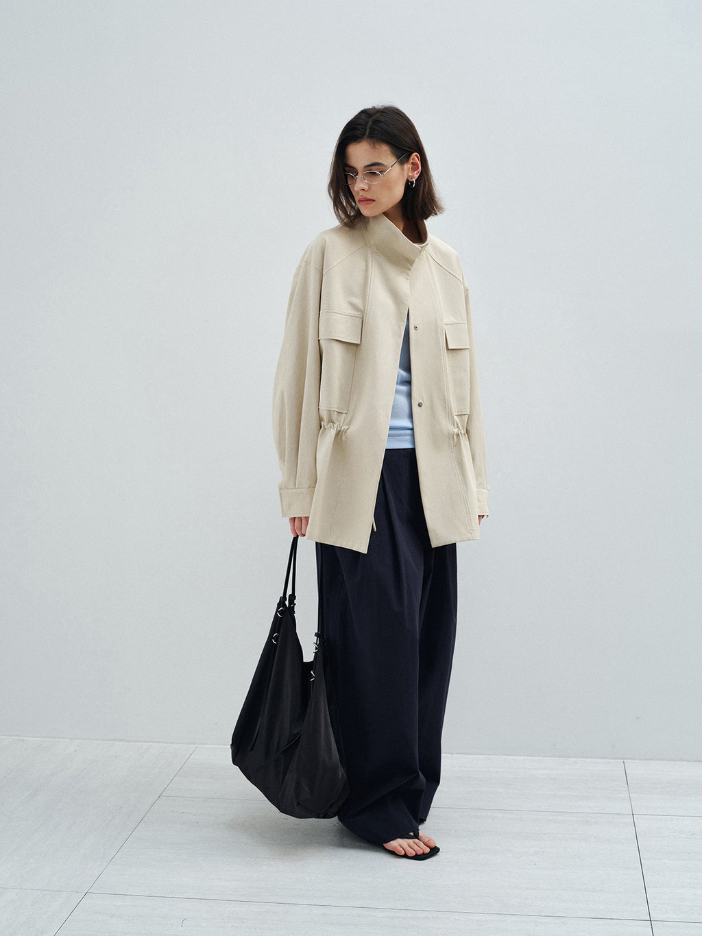 STAND COLLAR VINTAGE UTILITY JACKET