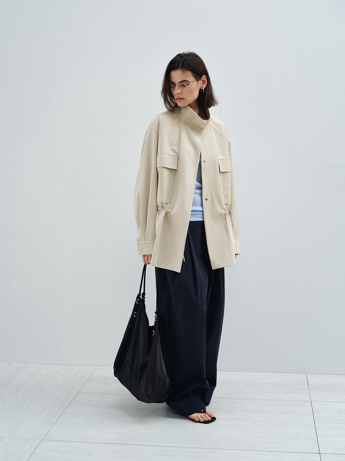 STAND COLLAR VINTAGE UTILITY JACKET