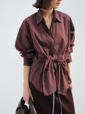 TENCEL STRIPED OVERSIZED DROP SHOULDER BLOUSE