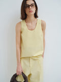 FINE LUSTROUS SILK WOOL KNITTED TANK TOP