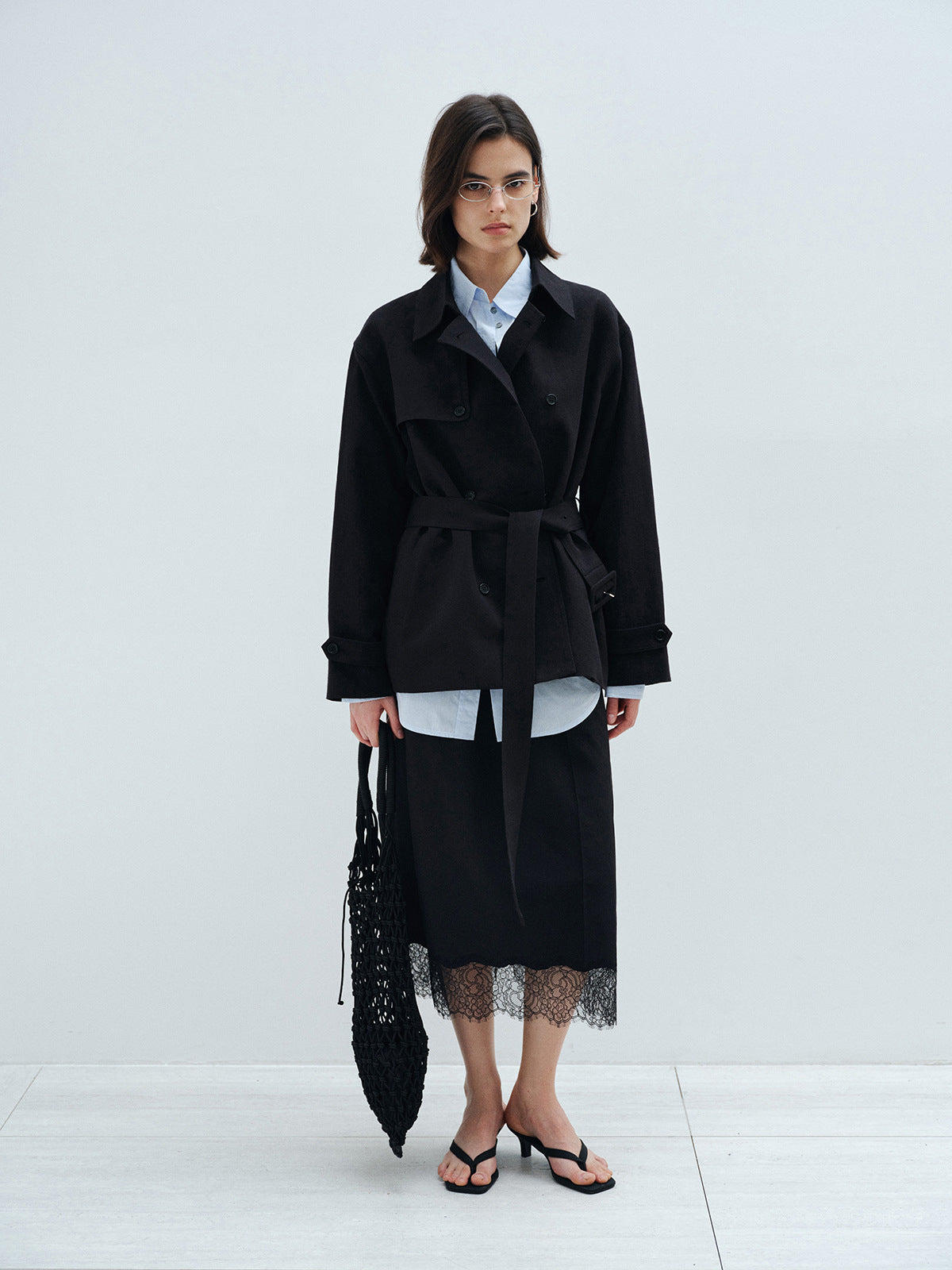 CASUAL DOUBLE BREASTED ASYMMETRICAL TRENCH OUTERWEAR
