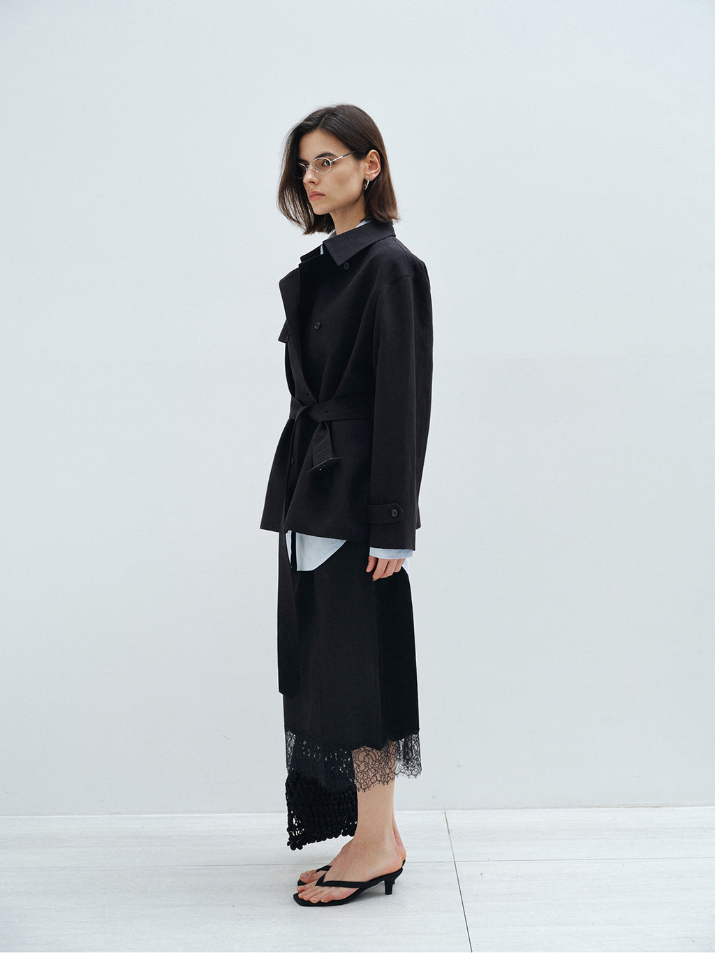 CASUAL DOUBLE BREASTED ASYMMETRICAL TRENCH OUTERWEAR