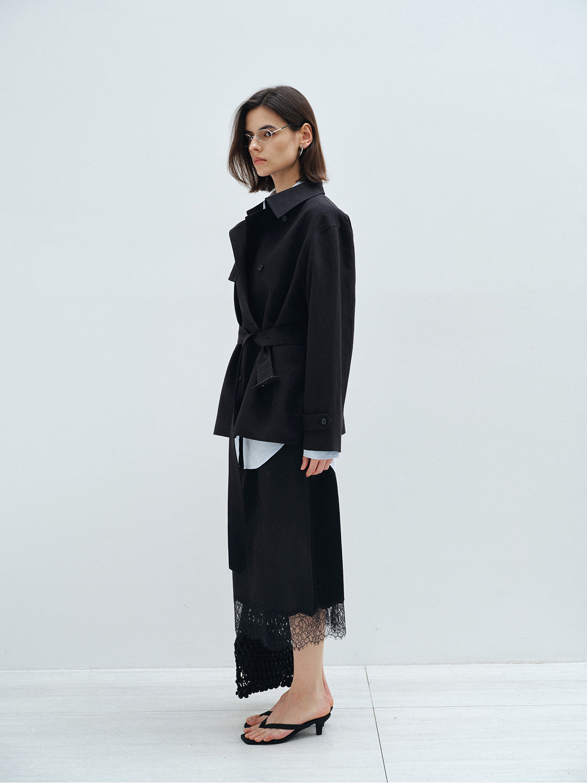CASUAL DOUBLE BREASTED ASYMMETRICAL TRENCH OUTERWEAR