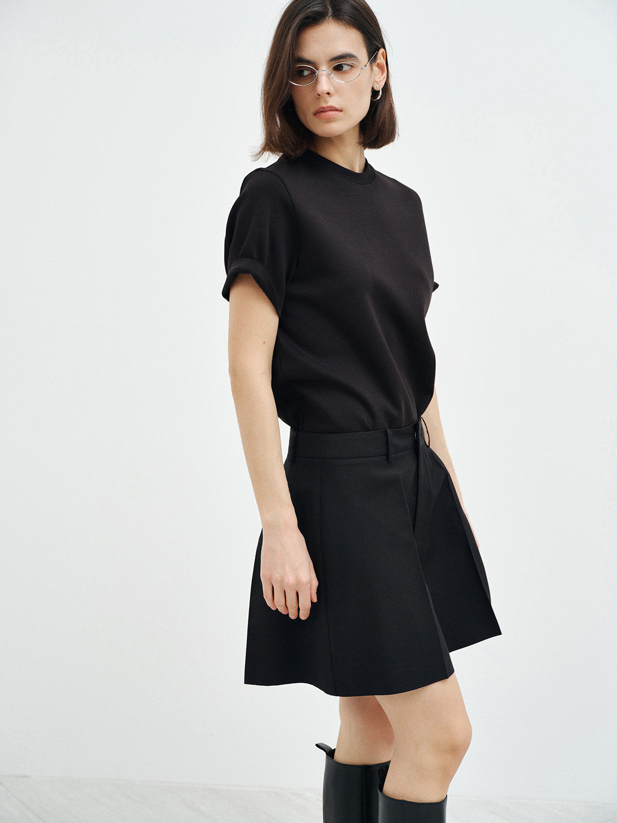 TENCEL WOOL BLEND PLEATED A-LINE CULOTTES