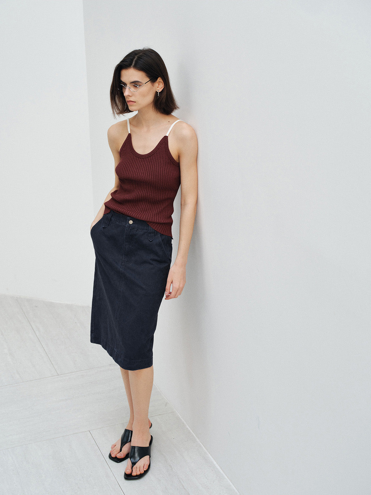 VINTAGE FADED COTTON STRAIGHT SKIRT