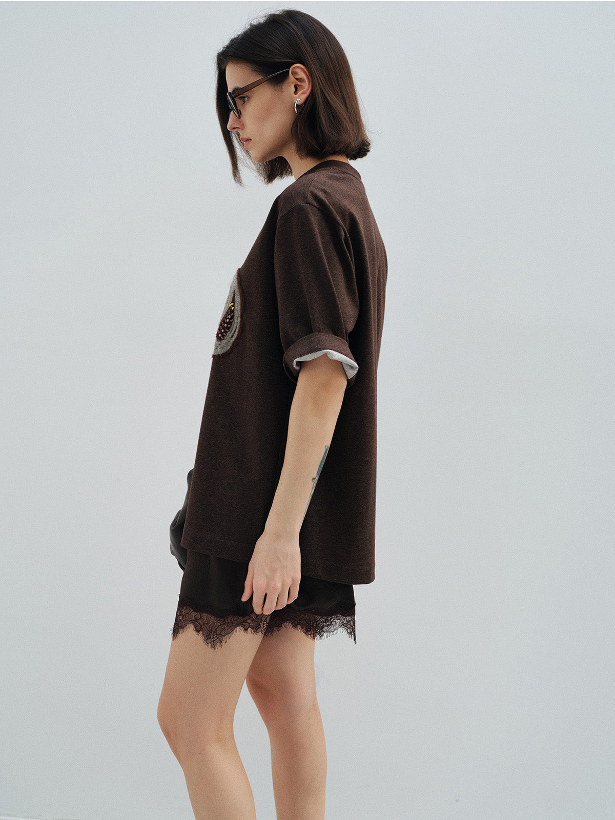 MATTE ACETATE SATIN LACE SHORTS