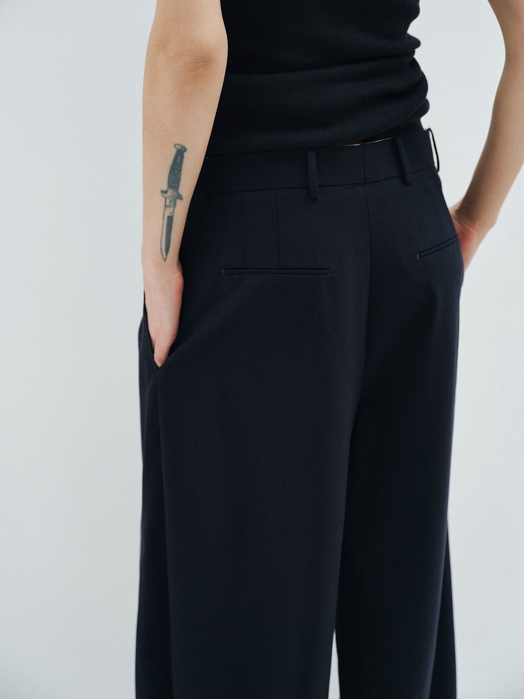 PLEATED WOOL BLEND CASUAL DRESS PANTS