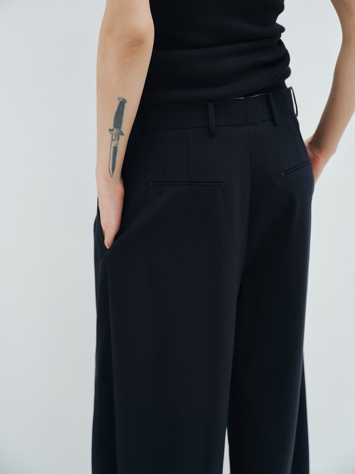 PLEATED WOOL BLEND CASUAL DRESS PANTS