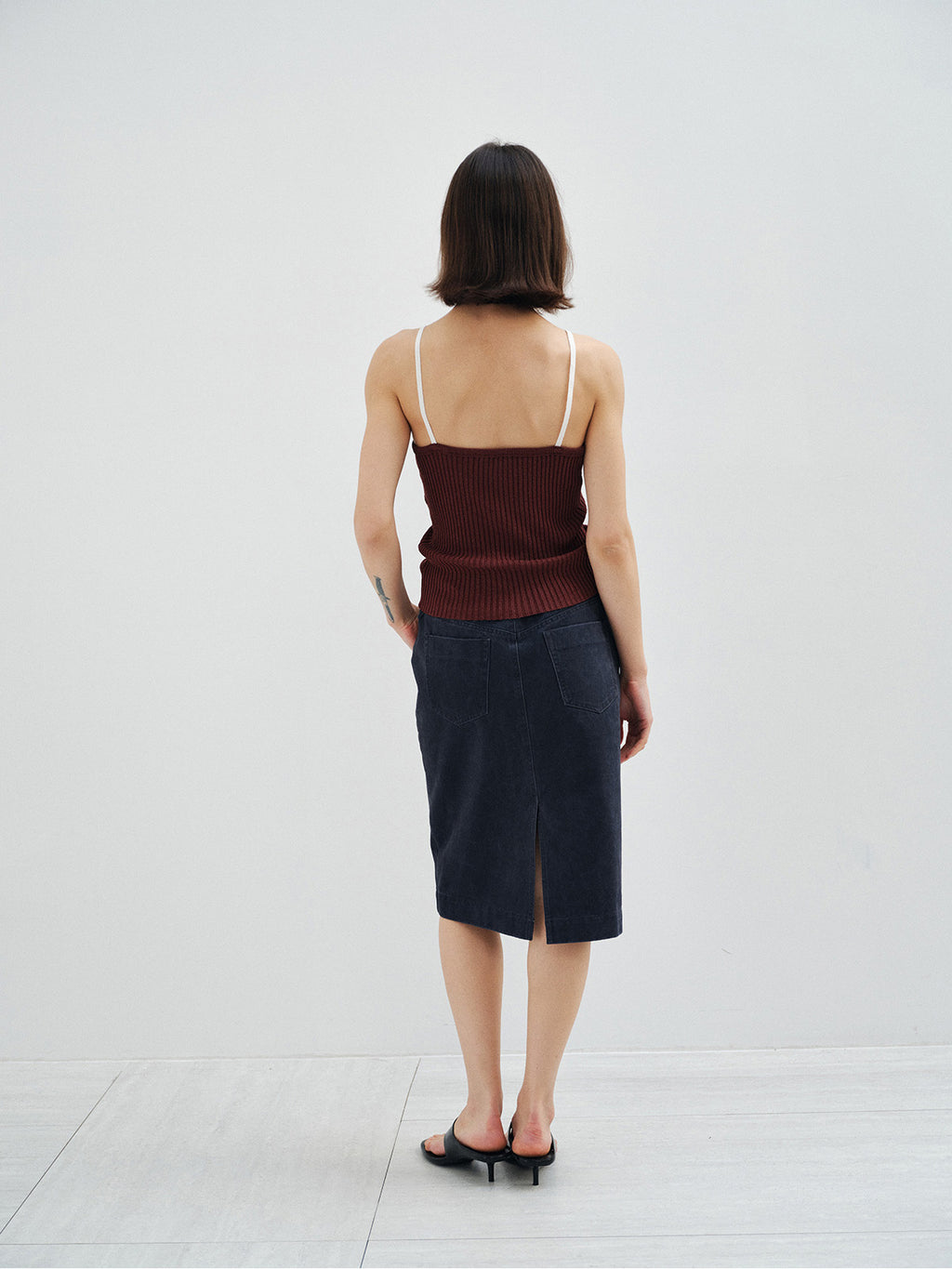 VINTAGE FADED COTTON STRAIGHT SKIRT