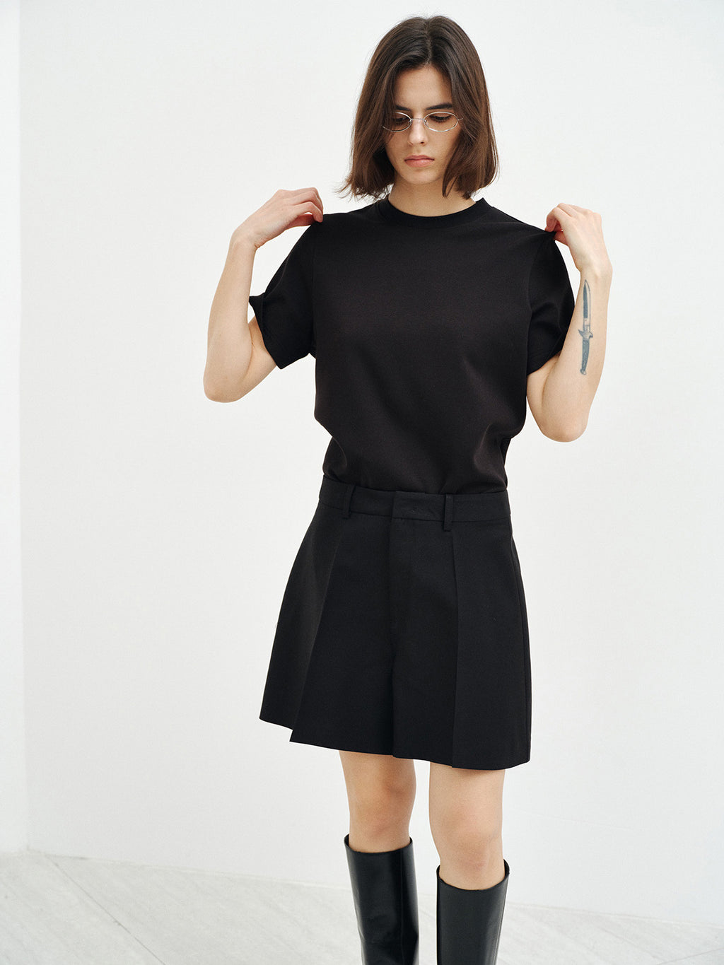 TENCEL WOOL BLEND PLEATED A-LINE CULOTTES