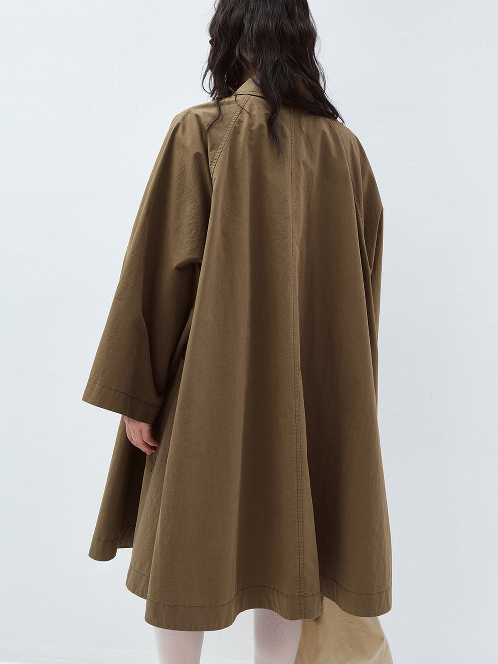 BATWING WIDE SLEEVE LAPEL COLLAR TRENCH COAT