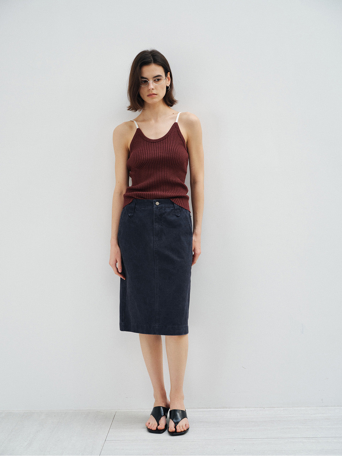 VINTAGE FADED COTTON STRAIGHT SKIRT
