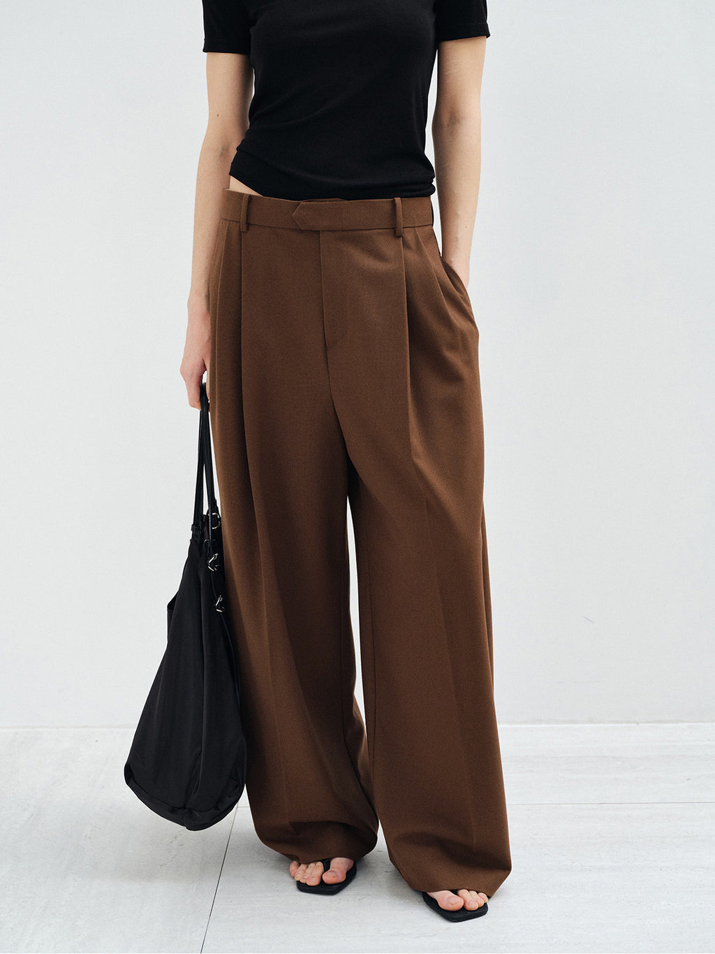 PLEATED WOOL BLEND CASUAL DRESS PANTS