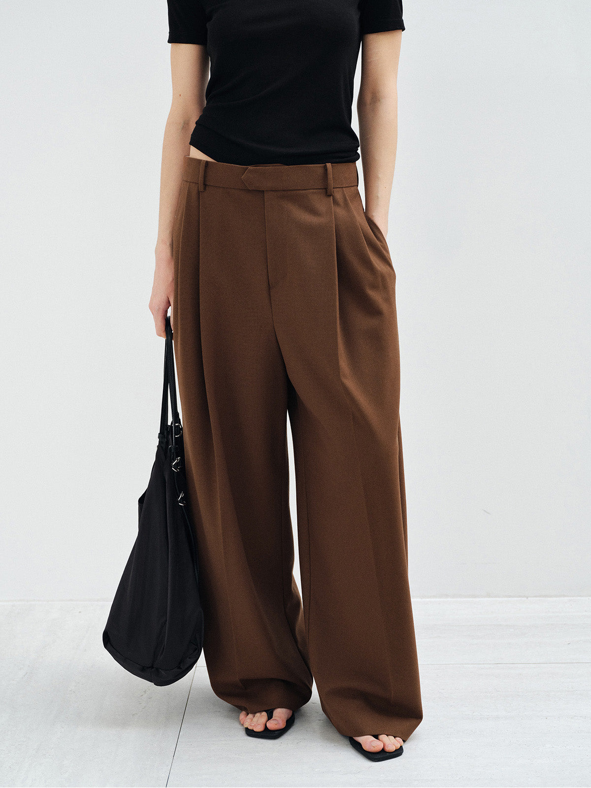 PLEATED WOOL BLEND CASUAL DRESS PANTS