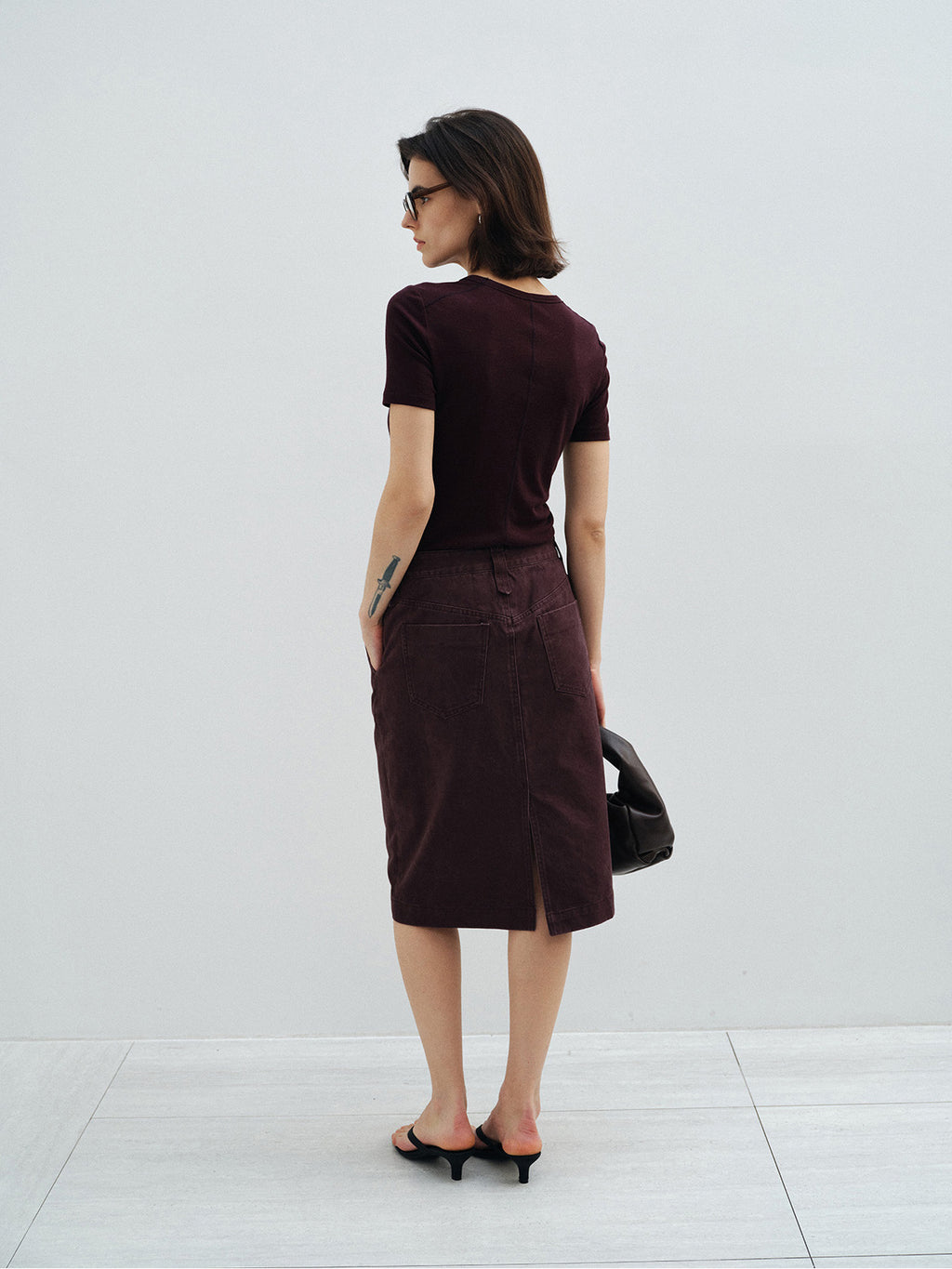 VINTAGE FADED COTTON STRAIGHT SKIRT
