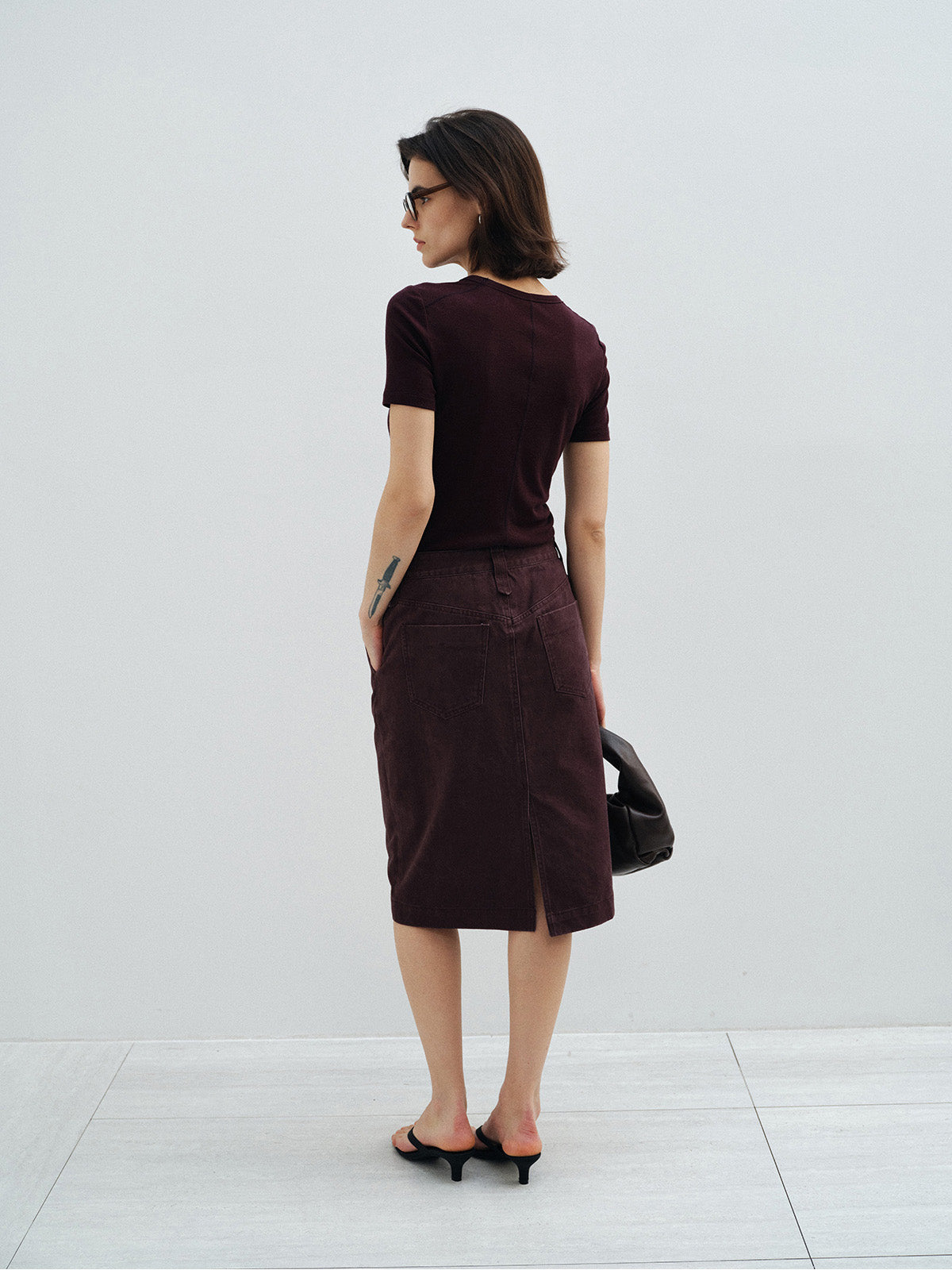 VINTAGE FADED COTTON STRAIGHT SKIRT