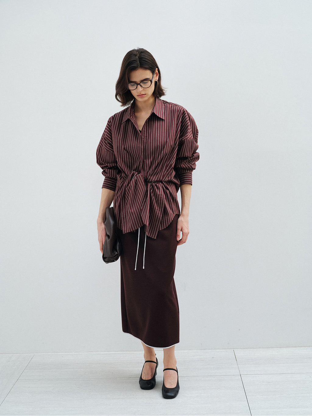 TENCEL STRIPED OVERSIZED DROP SHOULDER BLOUSE