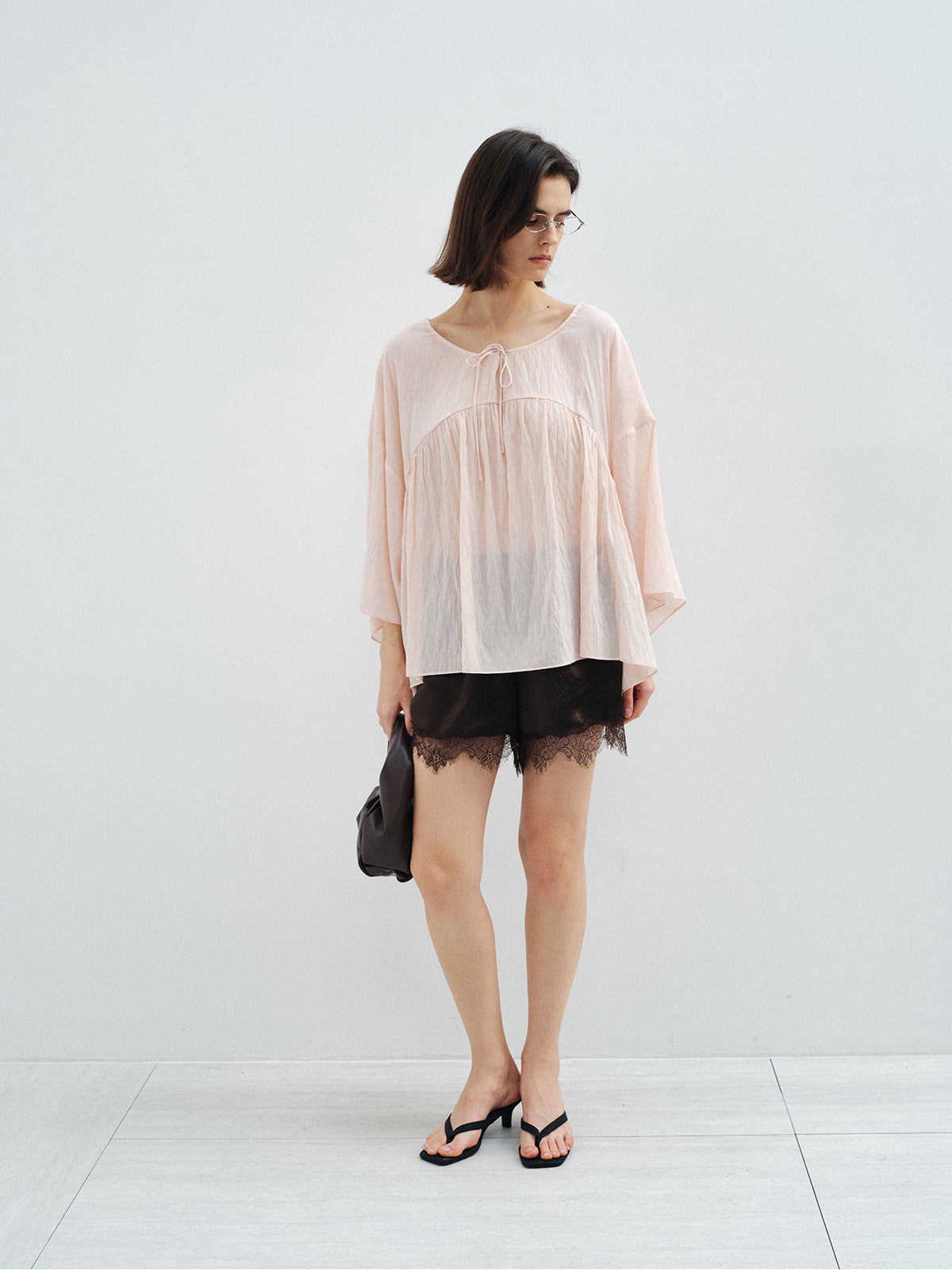MATTE ACETATE SATIN LACE SHORTS