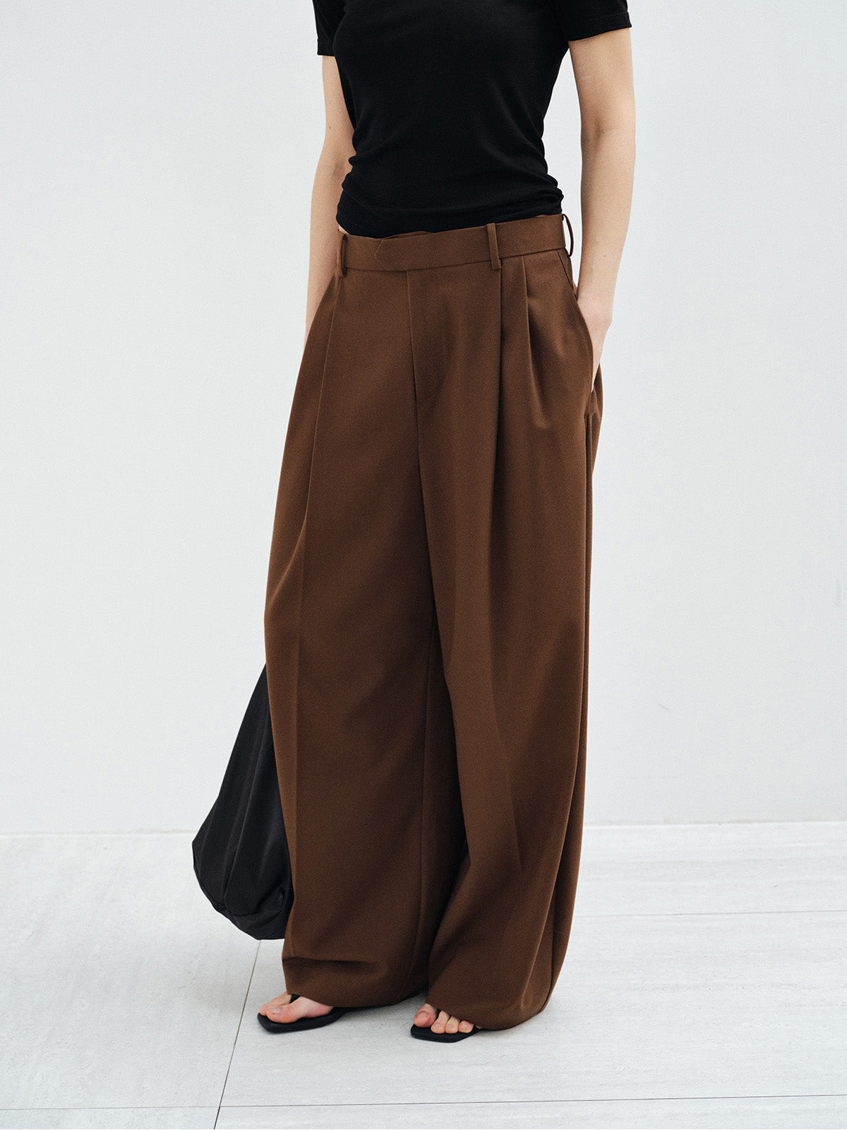 PLEATED WOOL BLEND CASUAL DRESS PANTS