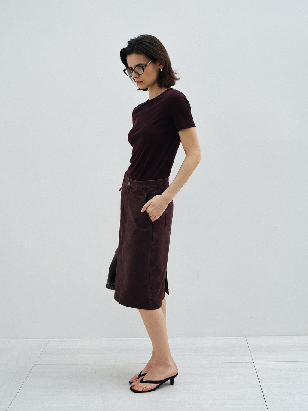 VINTAGE FADED COTTON STRAIGHT SKIRT