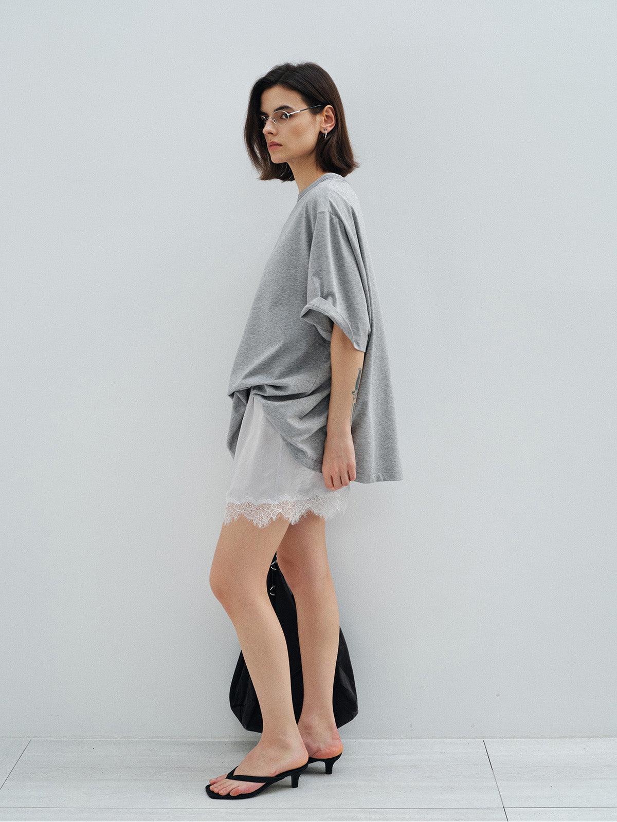 MATTE ACETATE SATIN LACE SHORTS