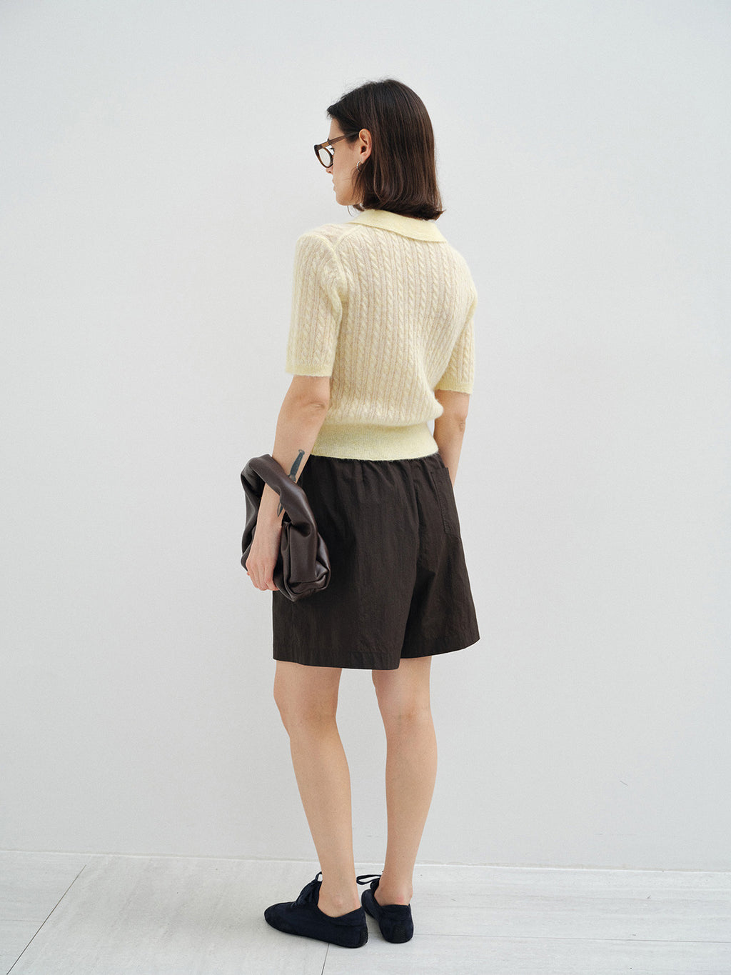 ALPACA WOOL CABLE KNIT POLO SHIRT
