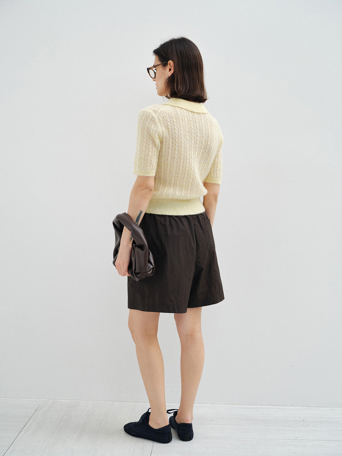 ALPACA WOOL CABLE KNIT POLO SHIRT
