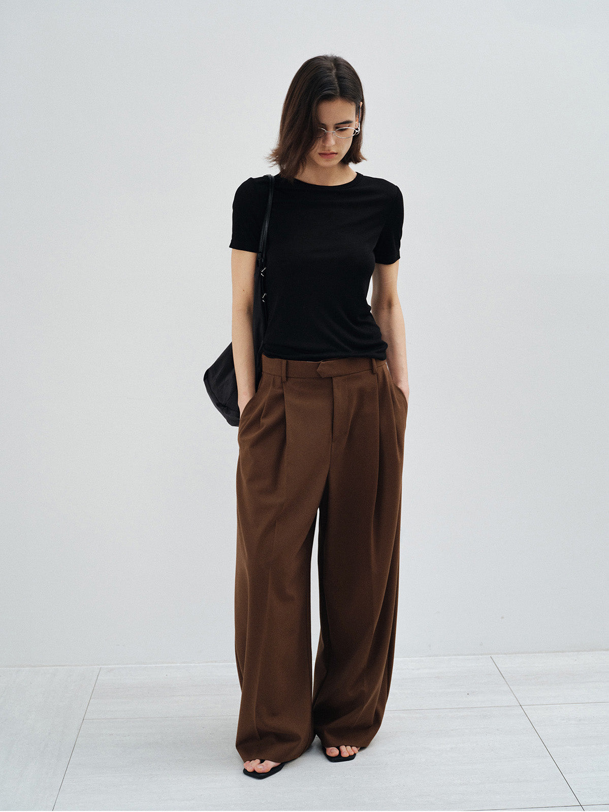 PLEATED WOOL BLEND CASUAL DRESS PANTS