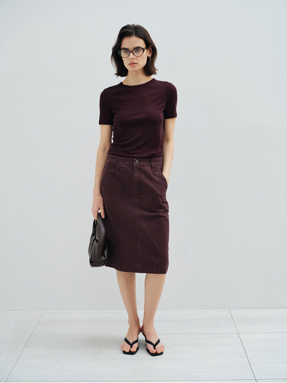 VINTAGE FADED COTTON STRAIGHT SKIRT