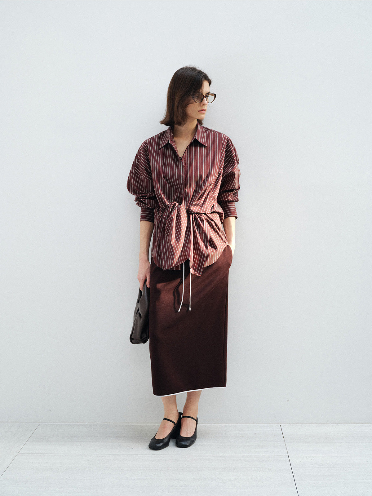 TENCEL STRIPED OVERSIZED DROP SHOULDER BLOUSE