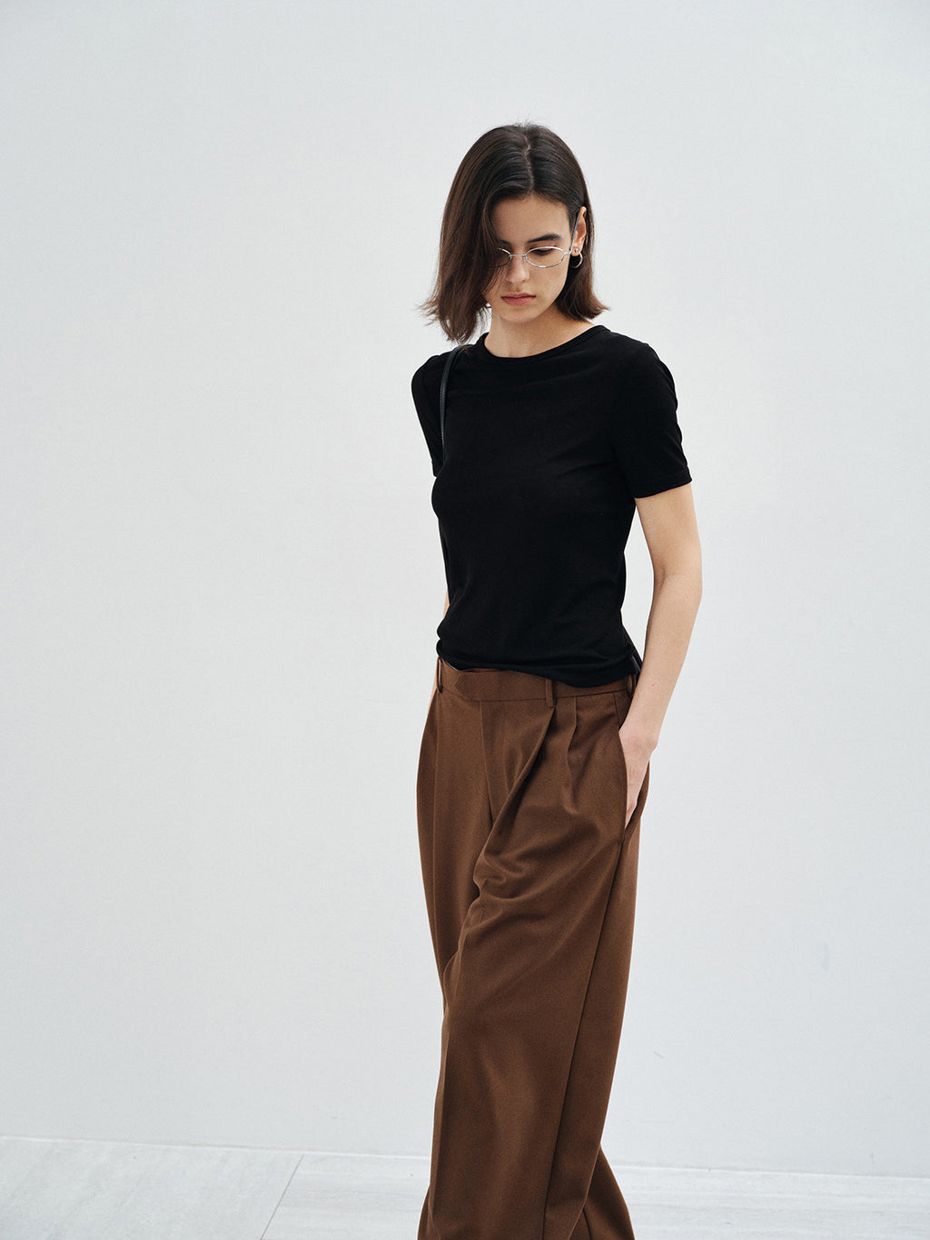 PLEATED WOOL BLEND CASUAL DRESS PANTS