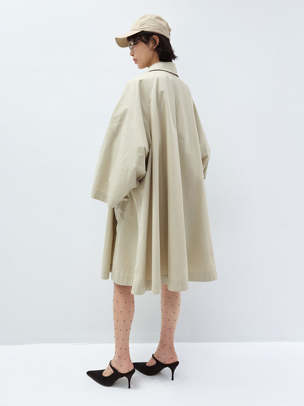 BATWING WIDE SLEEVE LAPEL COLLAR TRENCH COAT