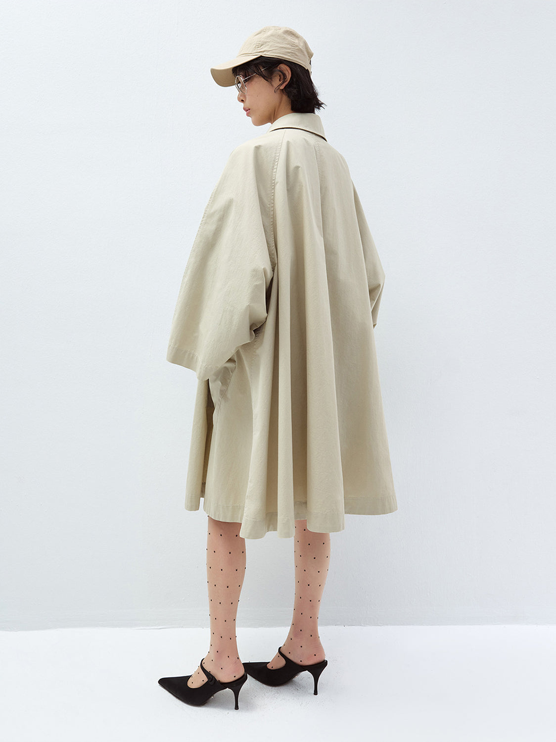 BATWING WIDE SLEEVE LAPEL COLLAR TRENCH COAT