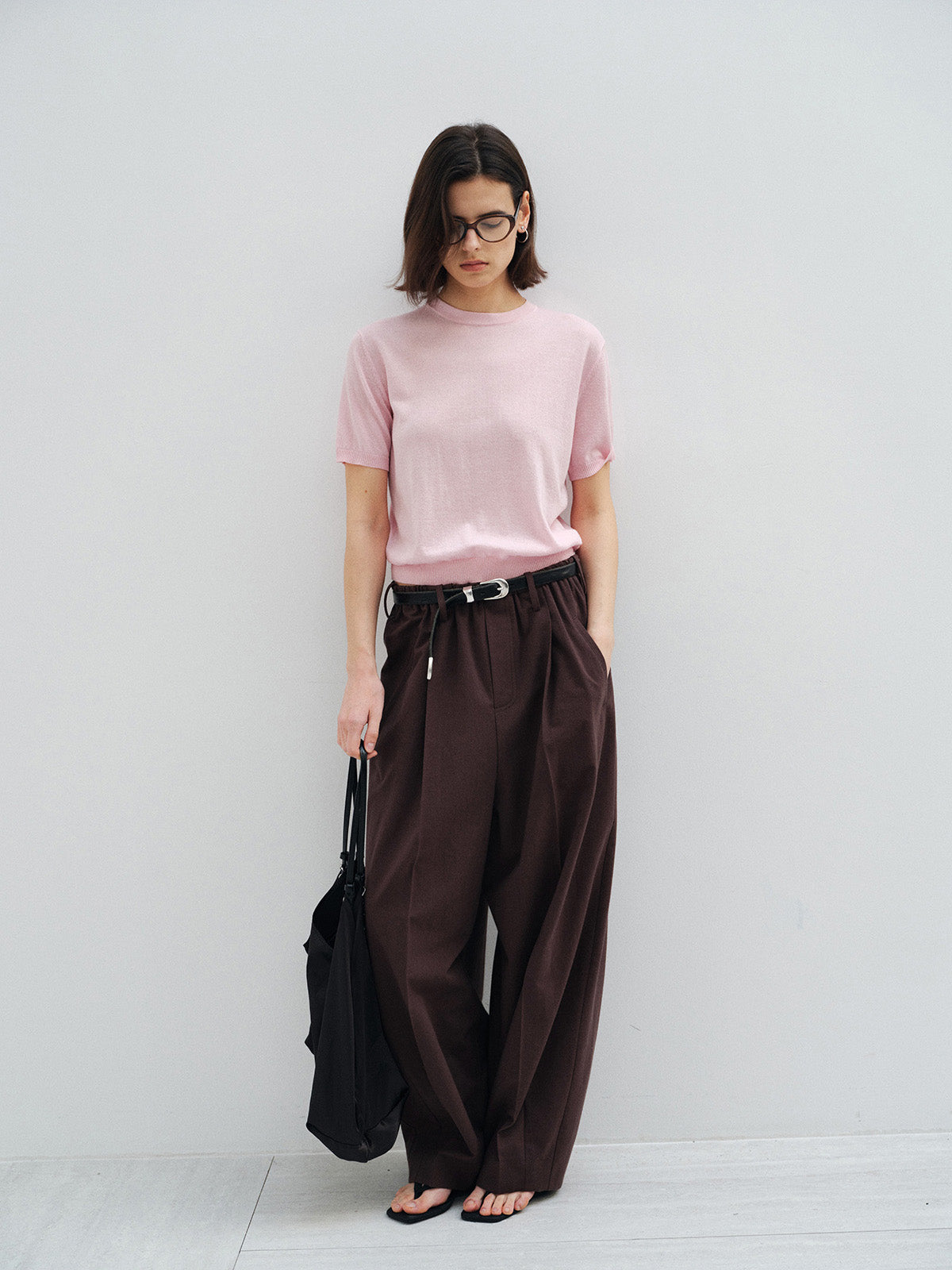 ELASTIC WAIST STRAIGHT LEG PANTS