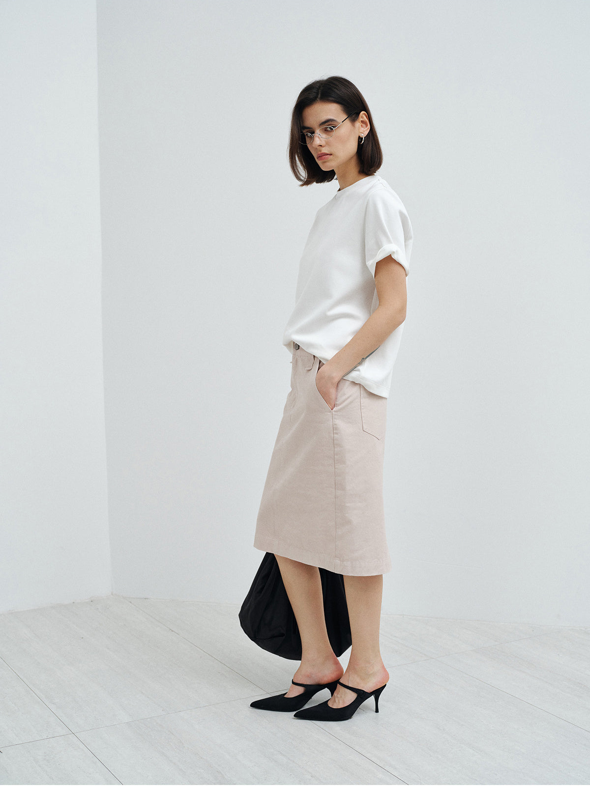 VINTAGE FADED COTTON STRAIGHT SKIRT