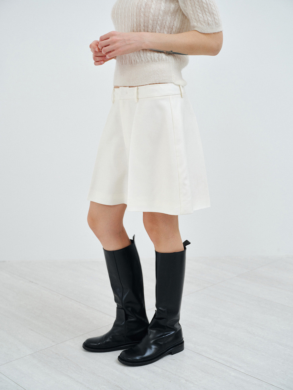 TENCEL WOOL BLEND PLEATED A-LINE CULOTTES