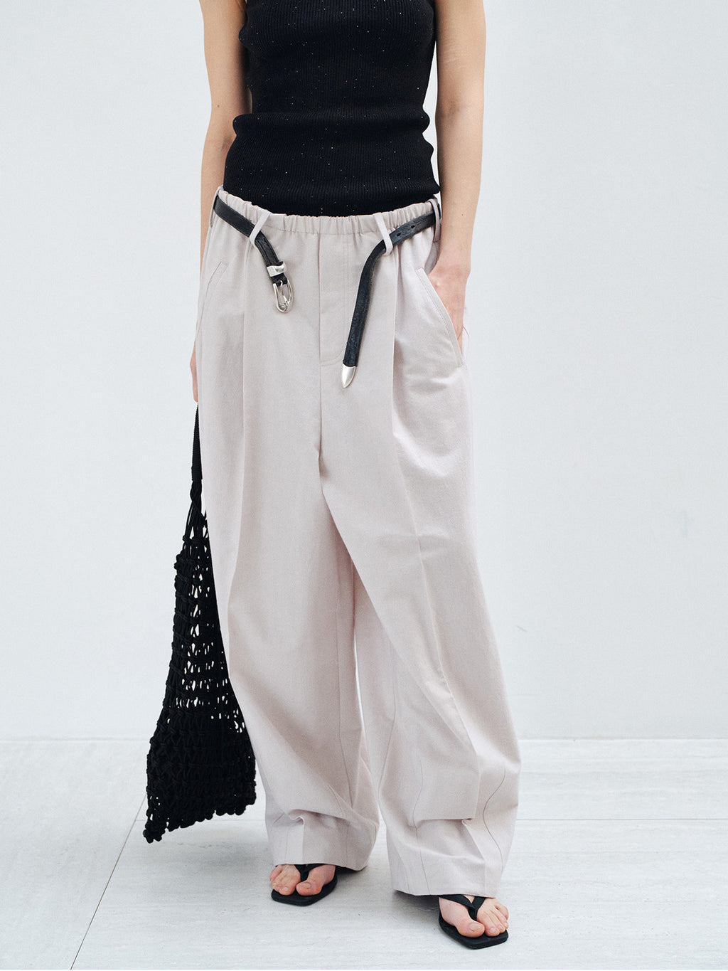 ELASTIC WAIST STRAIGHT LEG PANTS