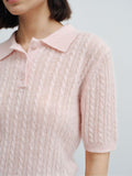 ALPACA WOOL CABLE KNIT POLO SHIRT