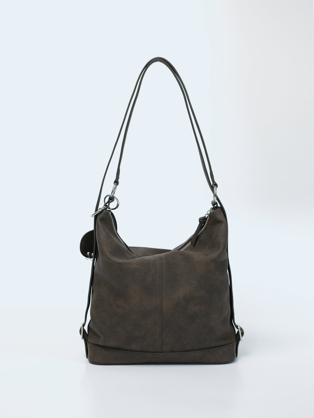 VINTAGE WASHED SUEDE-TEXTURED TWO-WAY BACKPACK HOBO