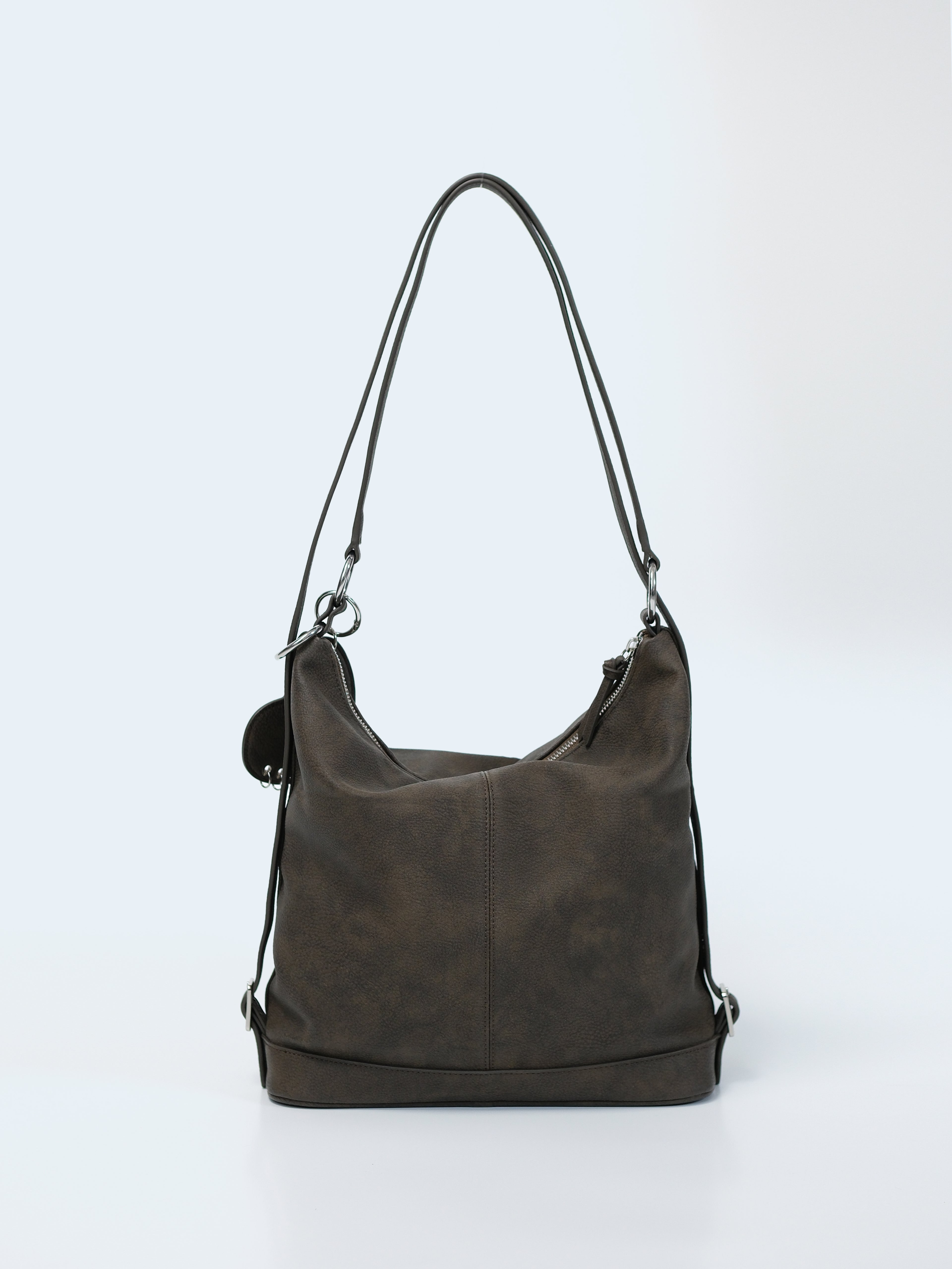 VINTAGE WASHED SUEDE-TEXTURED TWO-WAY BACKPACK HOBO